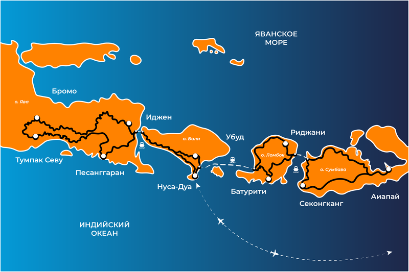 Map of Indonesia moto tour