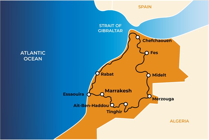 Morocco Rusmototravel RMT Tour map
