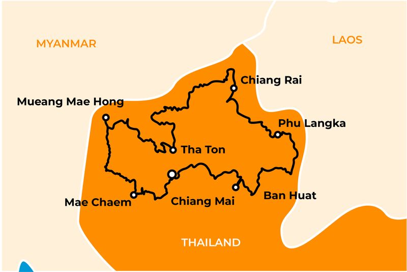 Northern Thailand motorcycle tour map rusmototravel