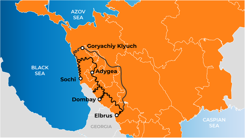 Sochi-Elbrus Motorcycle Tour Map