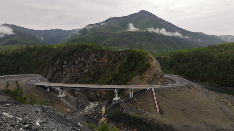 Road on Bones Magadan Kolyama Highway Rusmototravel motorcycle tour in Russia