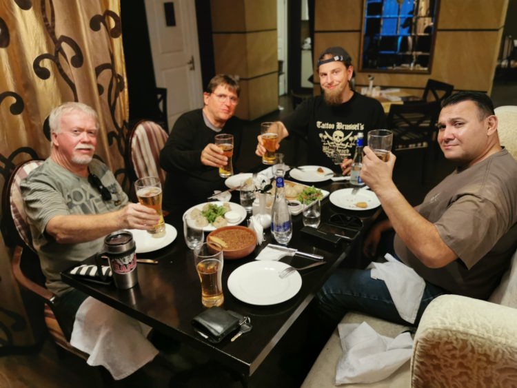 Vladivostok-Moscow Trans-Siberian Route, August 2019, dinner with Russian beer