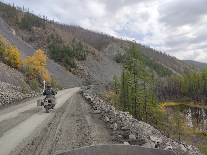 Road on Bones Magadan Kolyama Highway Rusmototravel motorcycle tour in Russia